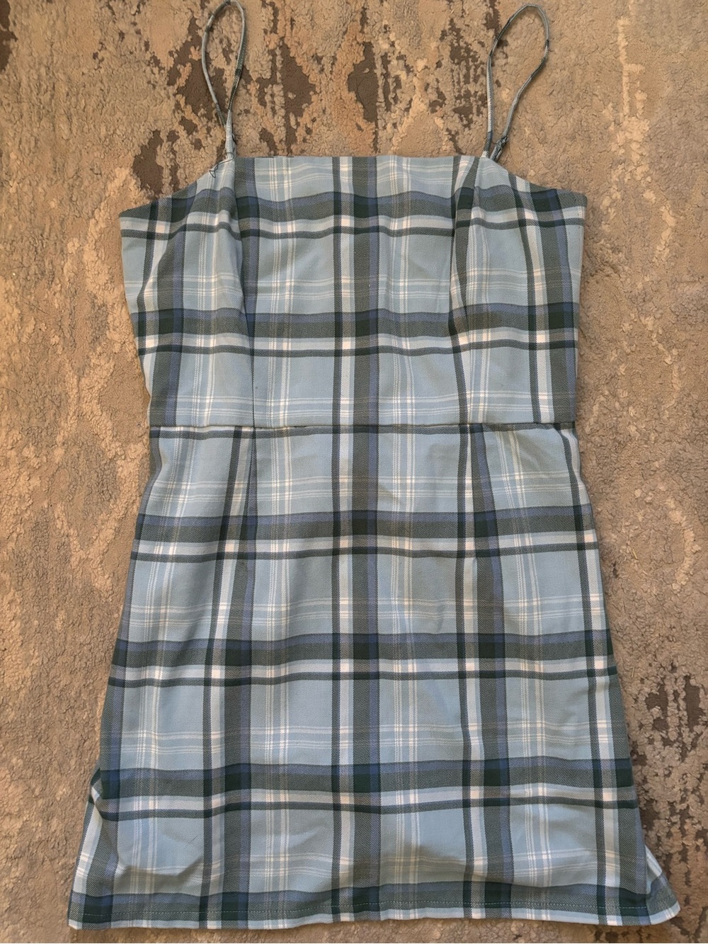 Aeropostale Light Blue Plaid Smocked Waist Dress